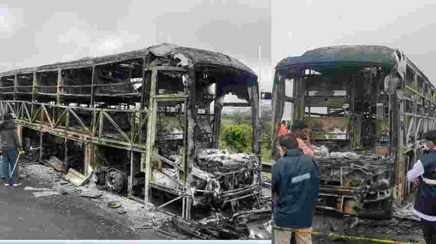 Hyderabad-Bengaluru bus catches fire: 20 passengers feared burnt alive! ಹೈದ್ರಾಬಾದ್ – ಬೆಂಗಳೂರು ಬಸ್ ಬೆಂಕಿಗಾಹುತಿ : 20 ಪ್ರಯಾಣಿಕರ ಸಜೀವ ದಹನ ಶಂಕೆ!