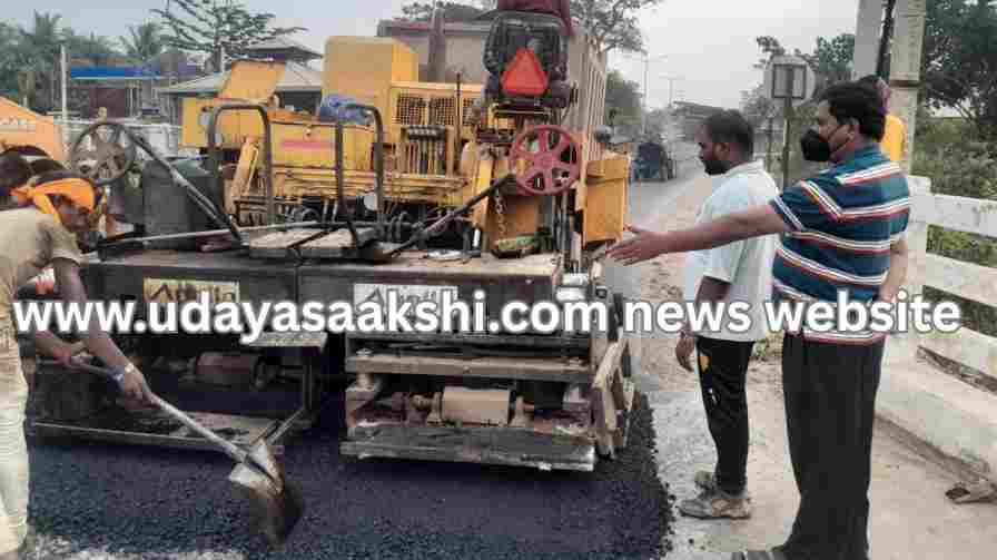 Shivamogga : State highway asphalting begins ಶಿವಮೊಗ್ಗ : ರಾಜ್ಯ ಹೆದ್ದಾರಿ ಡಾಂಬರೀಕರಣಕ್ಕೆ ಚಾಲನೆ